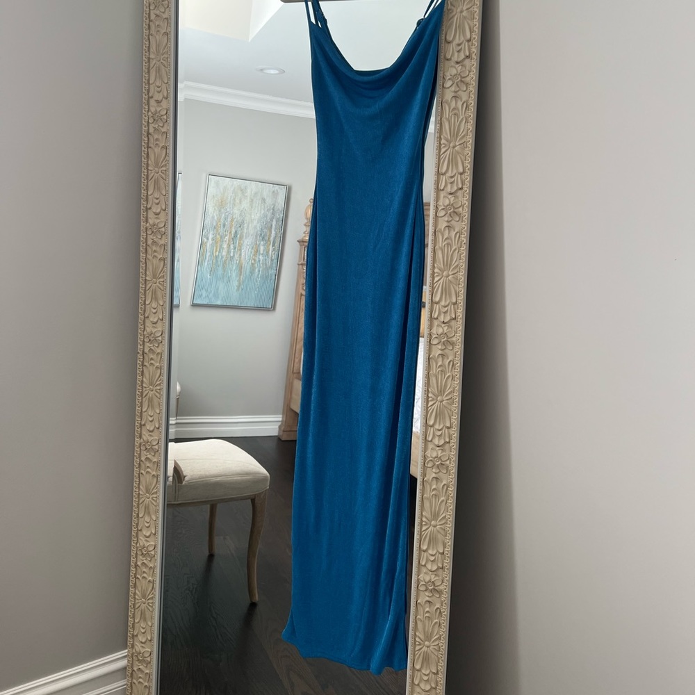 Sheer/ sparkly maxi blue dress